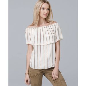 White House Black Market Off-The-Shoulder Stripe Blouse XL
